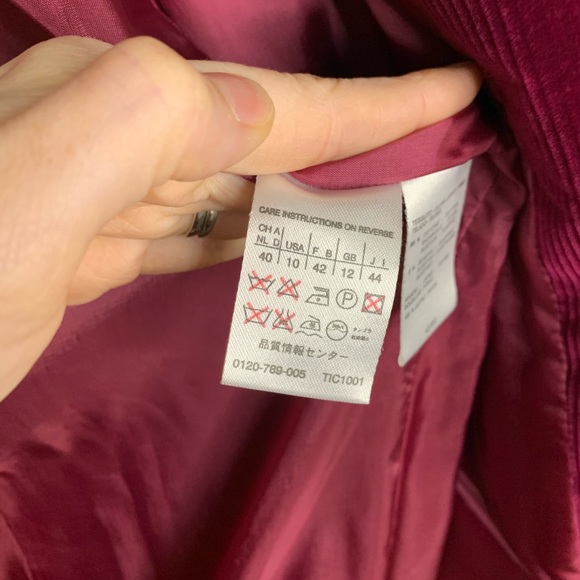 MaxMara Corduroy Velvet Jacket Blazer Plum 10 - Picture 11 of 14